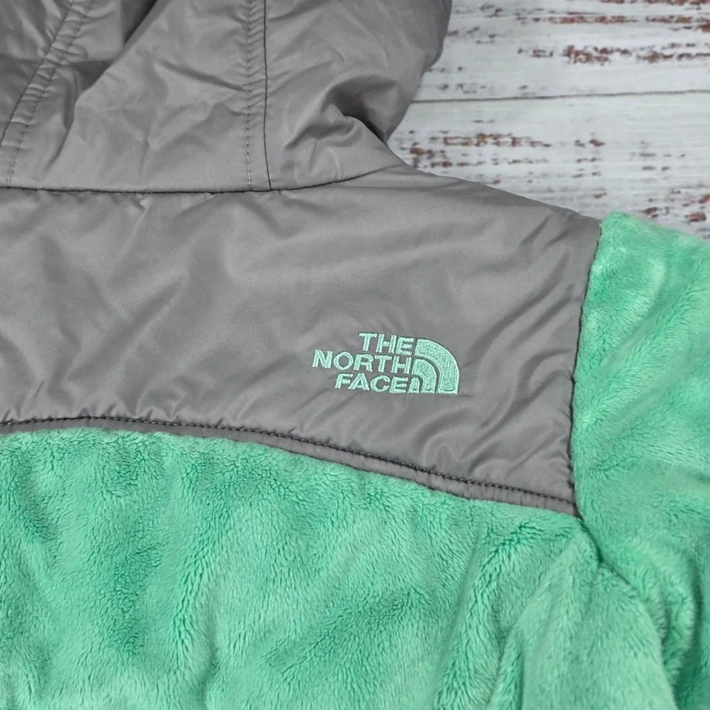 The North Face REVERSIBLE Jacket Girls S 7/8 Mint Green Grey Excellent Mossbud